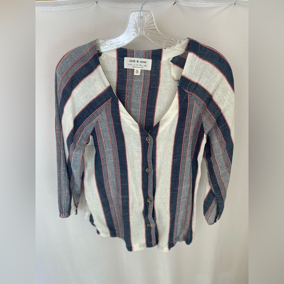 Cloth & Stone for Anthropologie Striped Button-Up Shirt size S - Picture 2 of 6